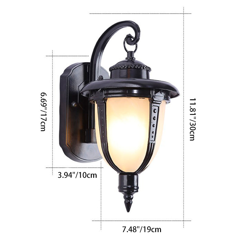Lantern-Shaped Faux Marble Aluminum Outdoor Light