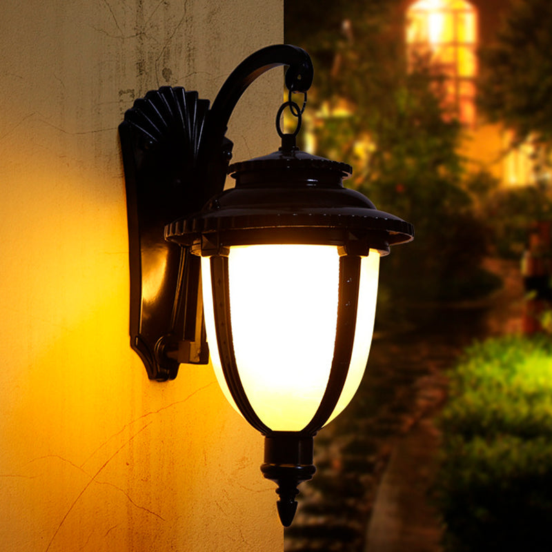 Lantern-Shaped Faux Marble Aluminum Outdoor Light