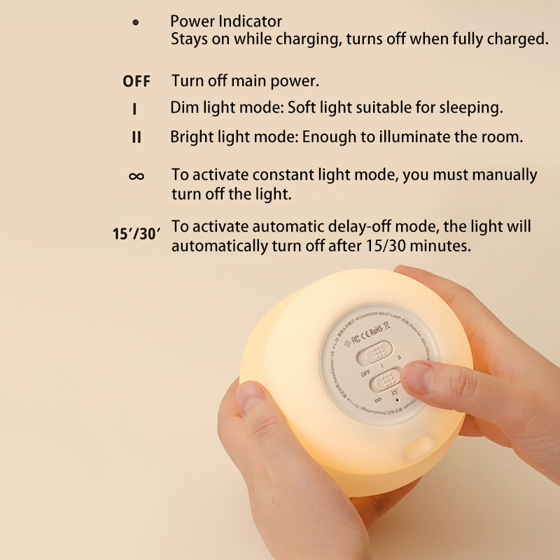 ABS Silicone Mushroom-shaped Kids Table Lamp