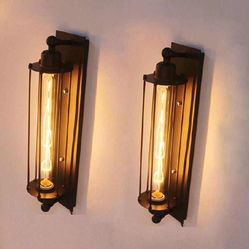 Iron Columnar Bedroom Wall Lamp