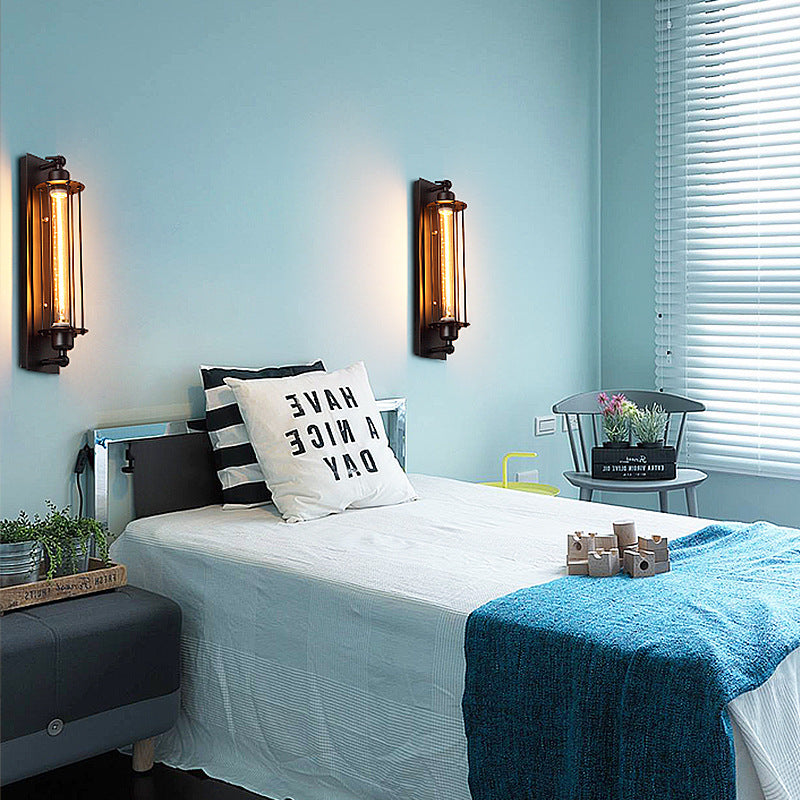 Iron Columnar Bedroom Wall Lamp