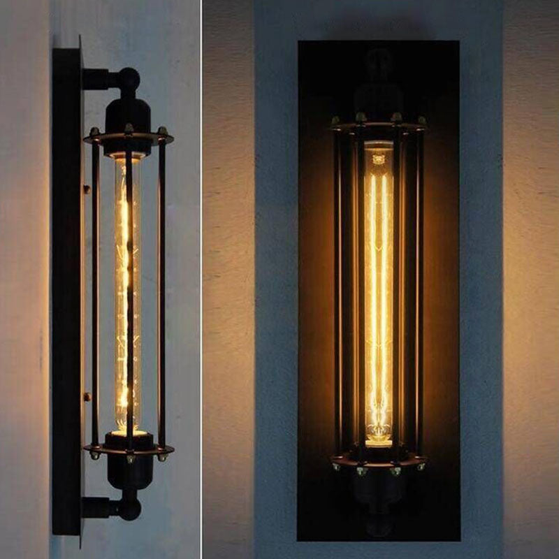 Iron Columnar Bedroom Wall Lamp