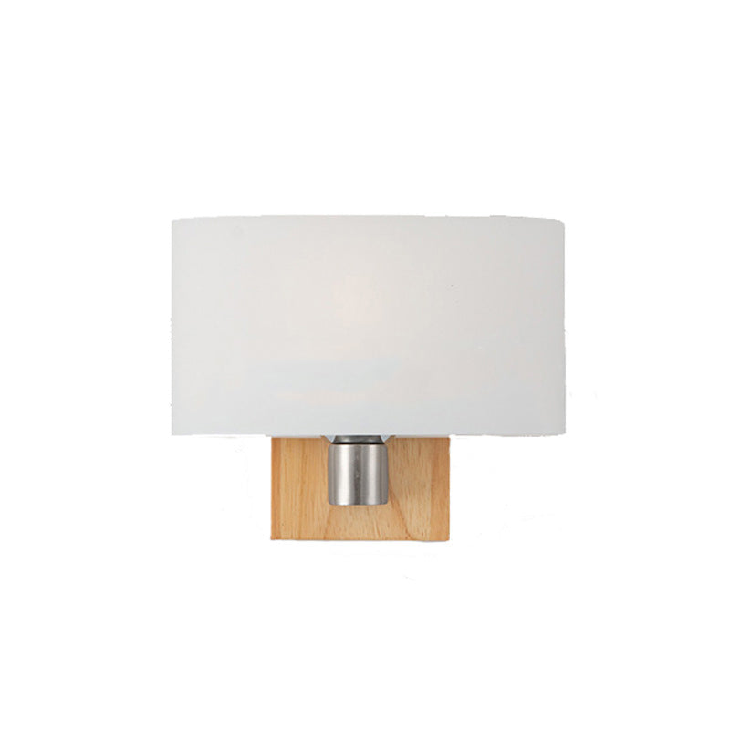 Rectangular Wood Glass Bedroom Wall Lamp