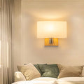 Rectangular Wood Glass Bedroom Wall Lamp