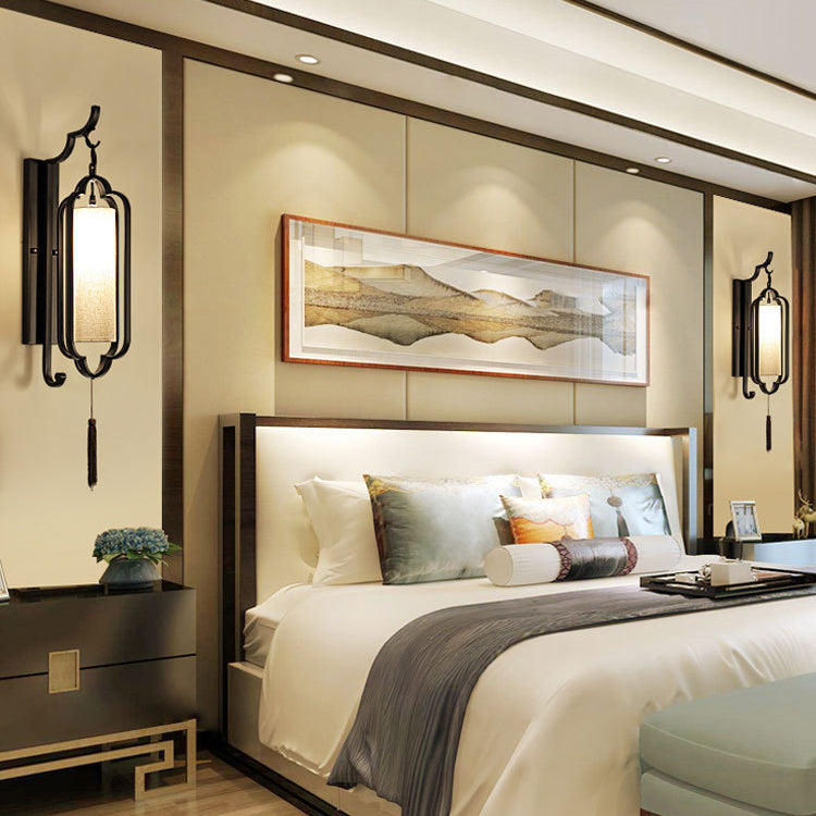 Strip Iron Fabric Bedroom Wall Lamp