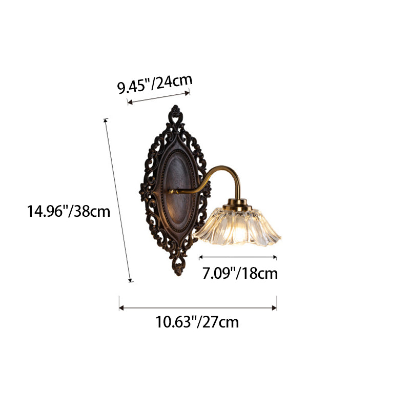 Flower Solid Wood Glass Wall Lamp