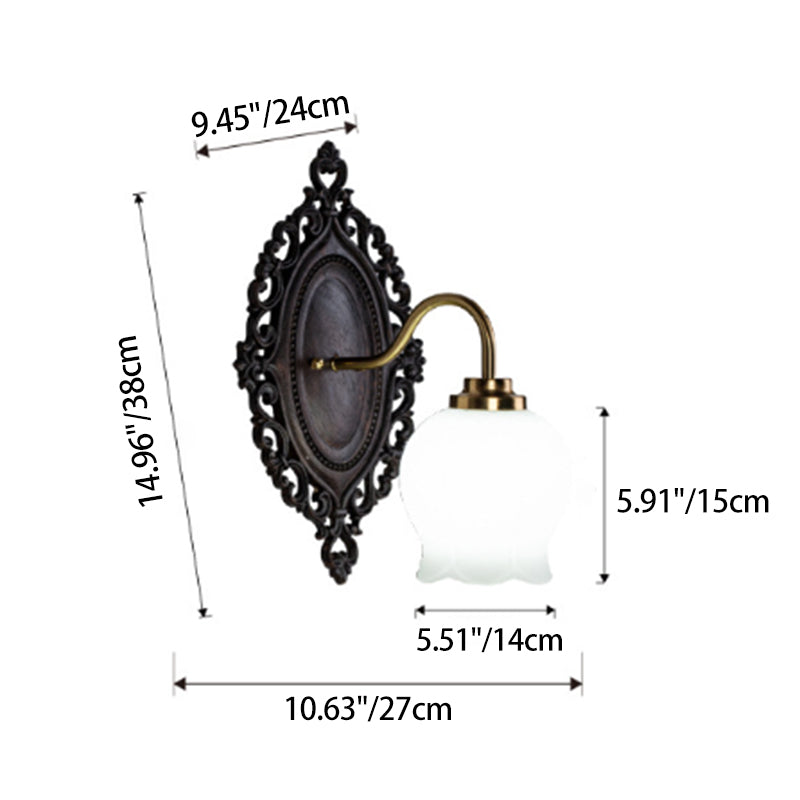Flower Solid Wood Glass Wall Lamp