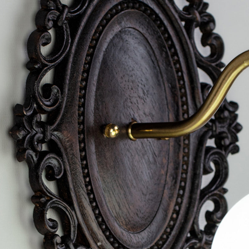 Flower Solid Wood Glass Wall Lamp