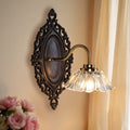 Flower Solid Wood Glass Wall Lamp