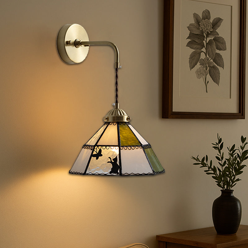 Cone Cat Butterfly Brass Wall Lamp