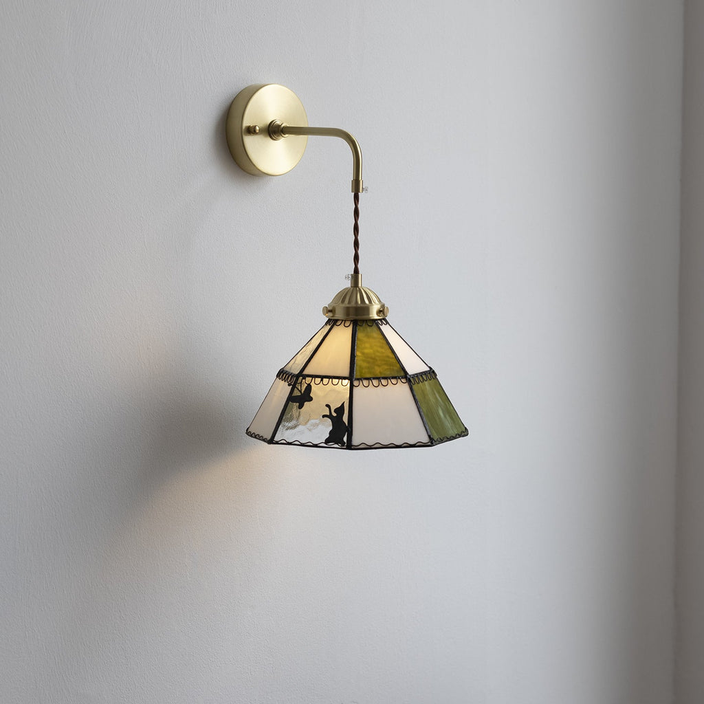 Cone Cat Butterfly Brass Wall Lamp