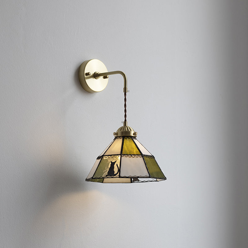 Cone Cat Butterfly Brass Wall Lamp