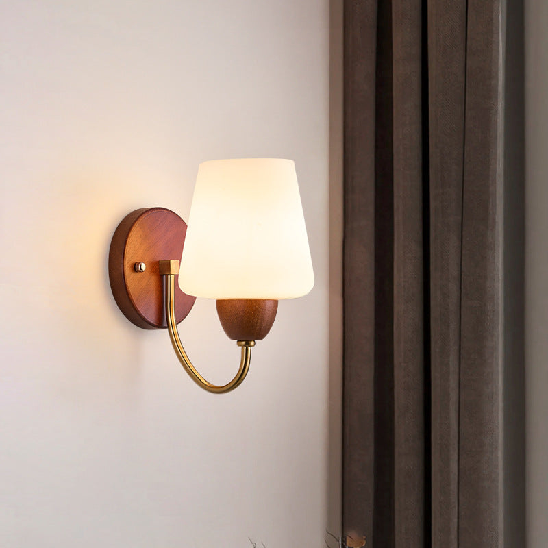 Vase Solid Wood Iron Wall Lamp