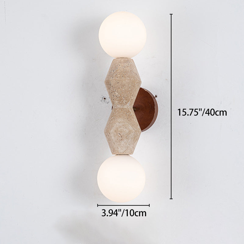 Geometric Solid Wood Yellow 2-Light Wall Lamp