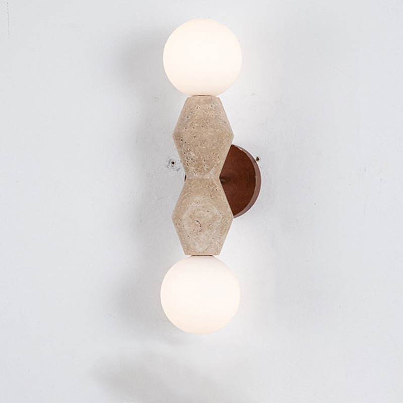 Geometric Solid Wood Yellow 2-Light Wall Lamp