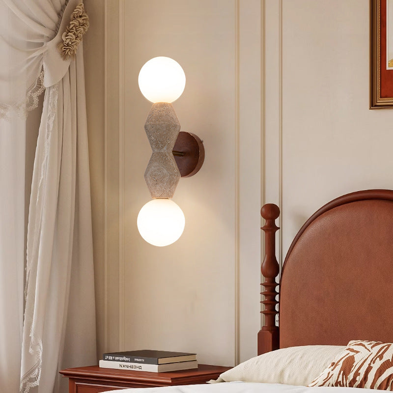 Geometric Solid Wood Yellow 2-Light Wall Lamp