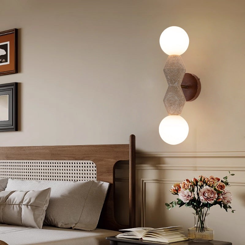 Geometric Solid Wood Yellow 2-Light Wall Lamp
