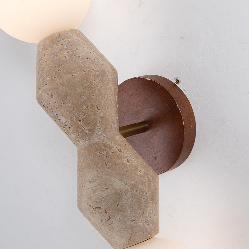 Geometric Solid Wood Yellow 2-Light Wall Lamp