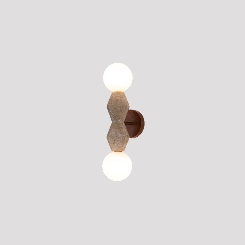 Geometric Solid Wood Yellow 2-Light Wall Lamp