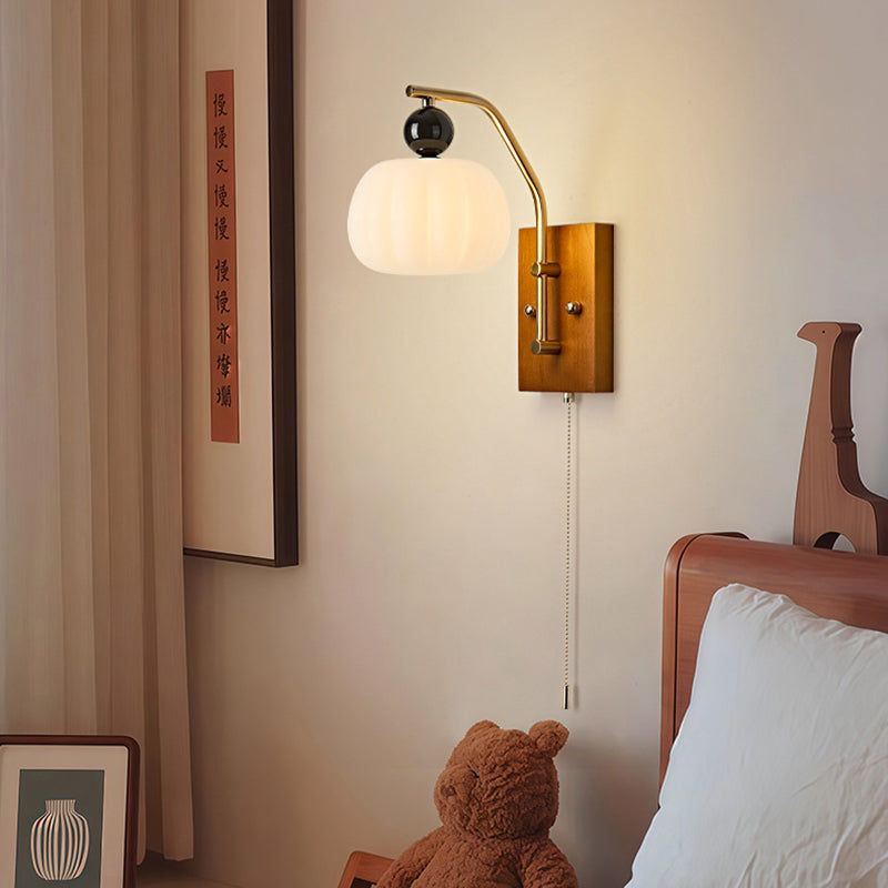 Pumpkin Oval Solid Wood Wall Lamp