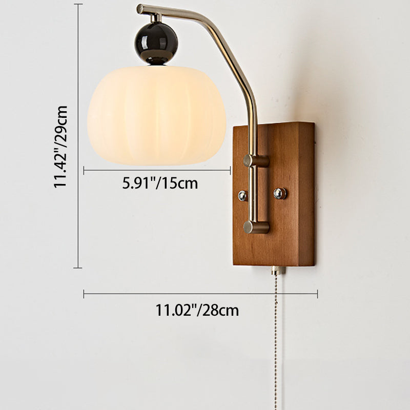 Pumpkin Oval Solid Wood Wall Lamp