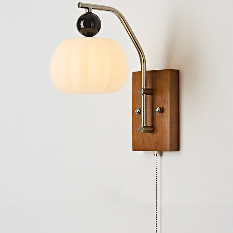 Pumpkin Oval Solid Wood Wall Lamp