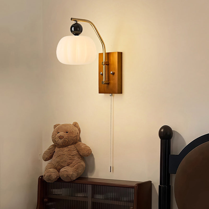 Pumpkin Oval Solid Wood Wall Lamp