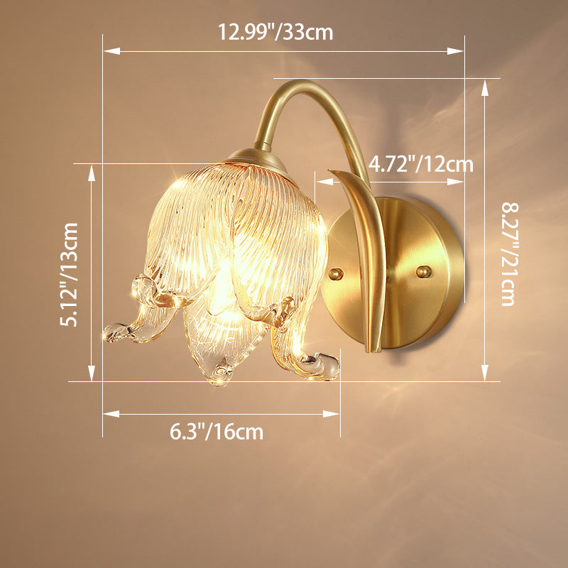 Tulip Brass Glass Living Wall Lamp