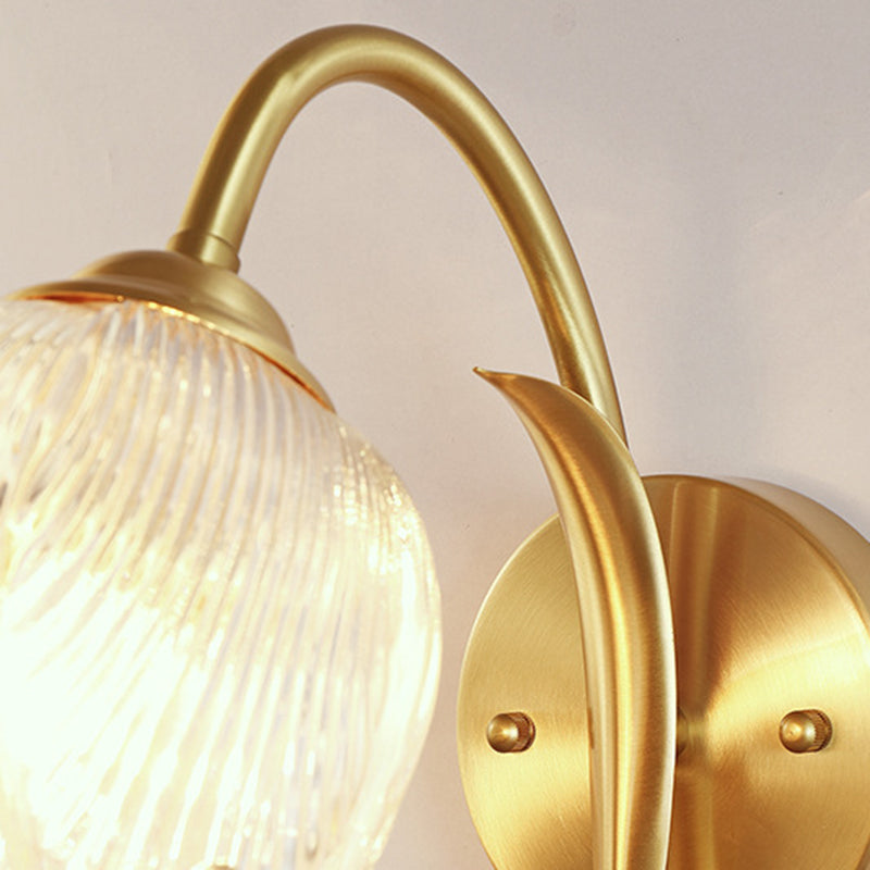 Tulip Brass Glass Living Wall Lamp