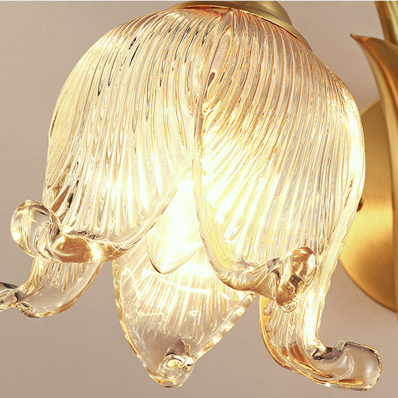Tulip Brass Glass Living Wall Lamp