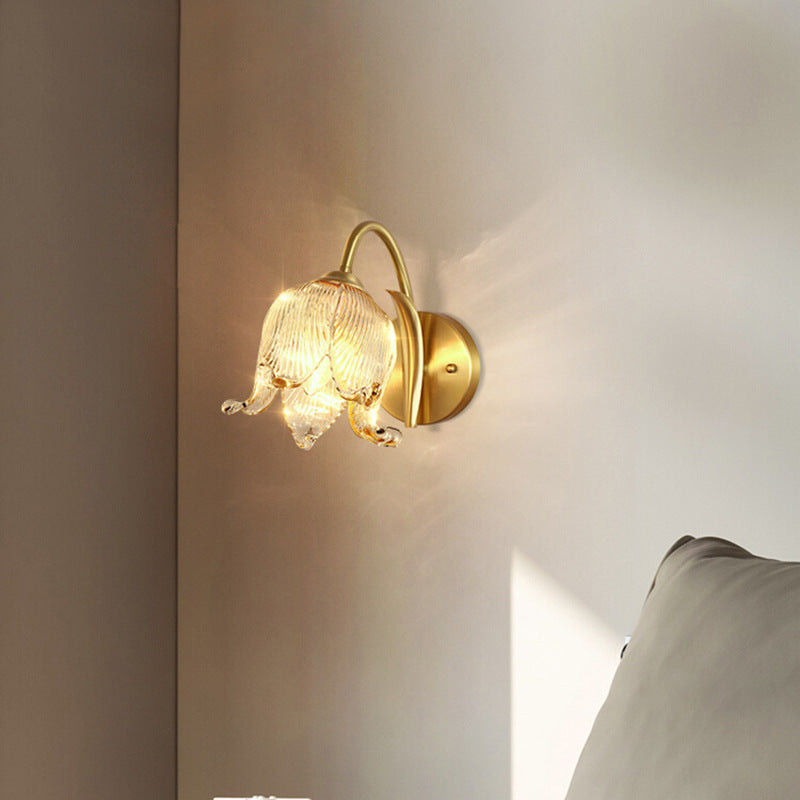 Tulip Brass Glass Living Wall Lamp