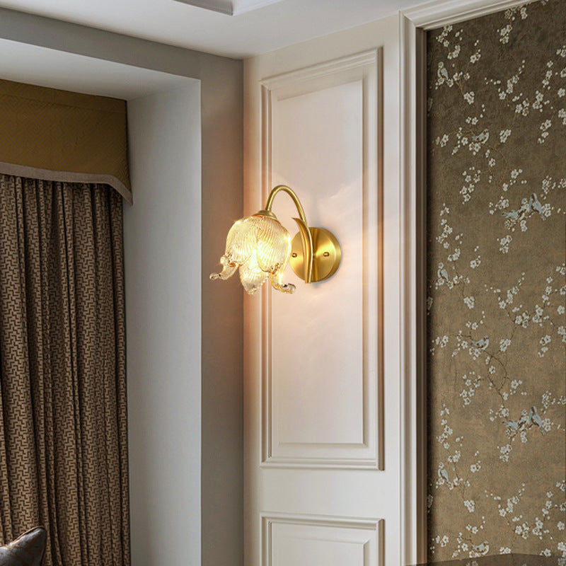 Tulip Brass Glass Living Wall Lamp