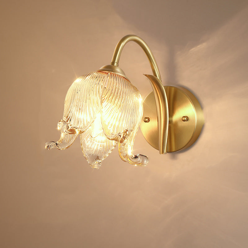 Tulip Brass Glass Living Wall Lamp