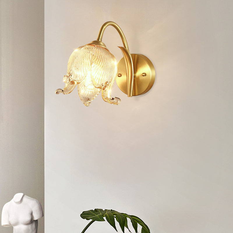 Tulip Brass Glass Living Wall Lamp