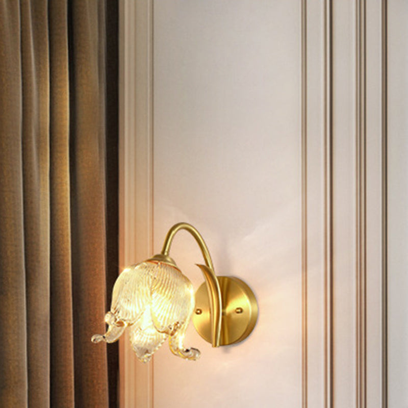 Tulip Brass Glass Living Wall Lamp