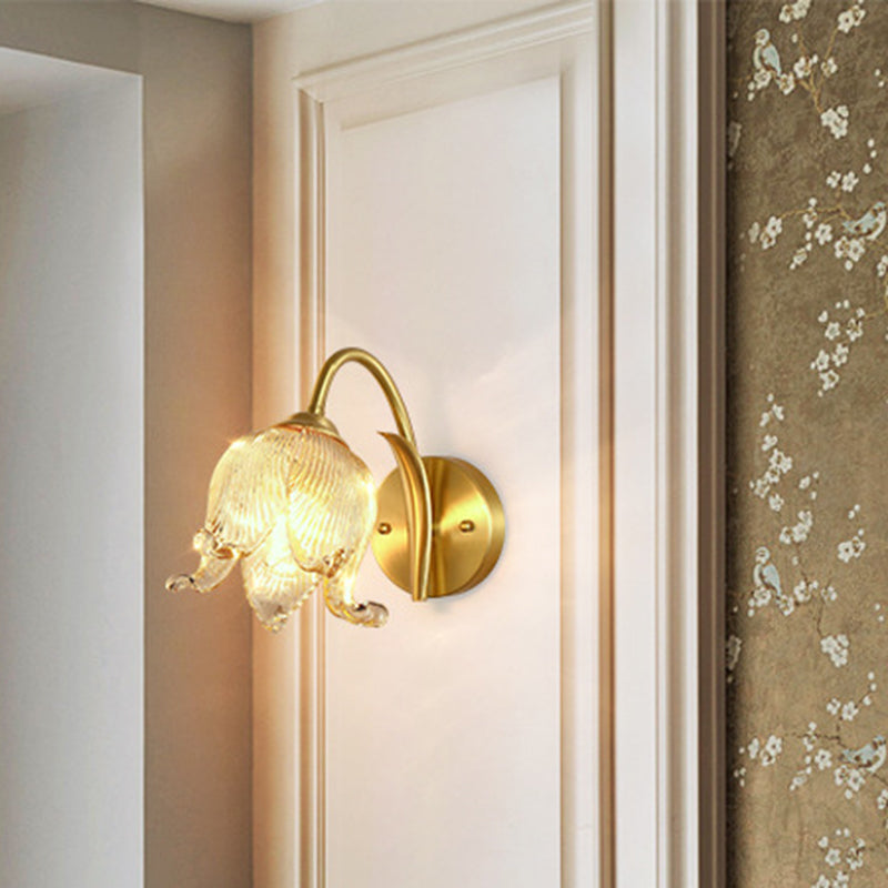 Tulip Brass Glass Living Wall Lamp