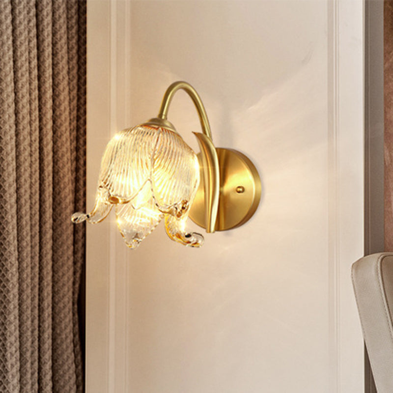 Tulip Brass Glass Living Wall Lamp