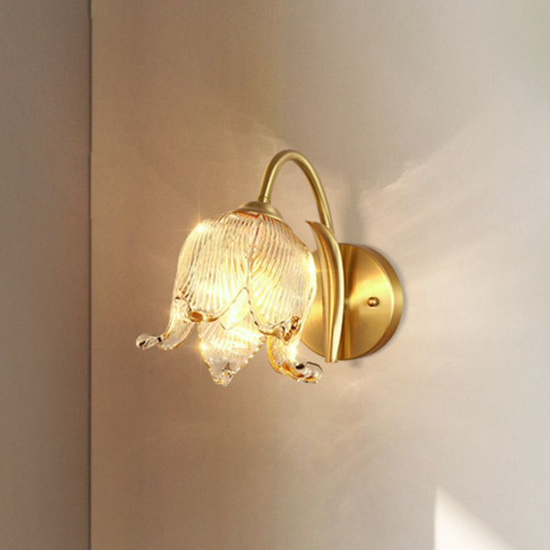 Tulip Brass Glass Living Wall Lamp