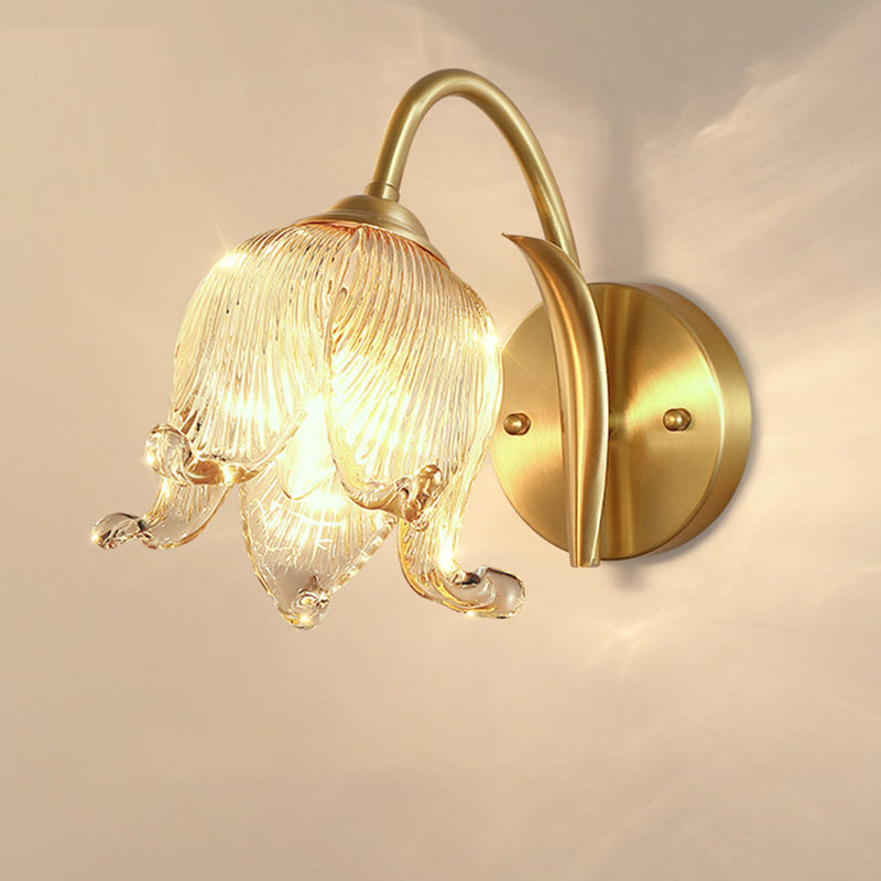 Tulip Brass Glass Living Wall Lamp