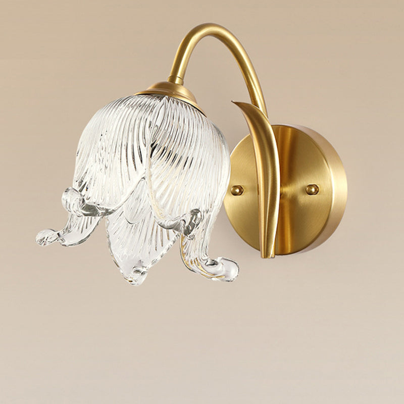 Tulip Brass Glass Living Wall Lamp