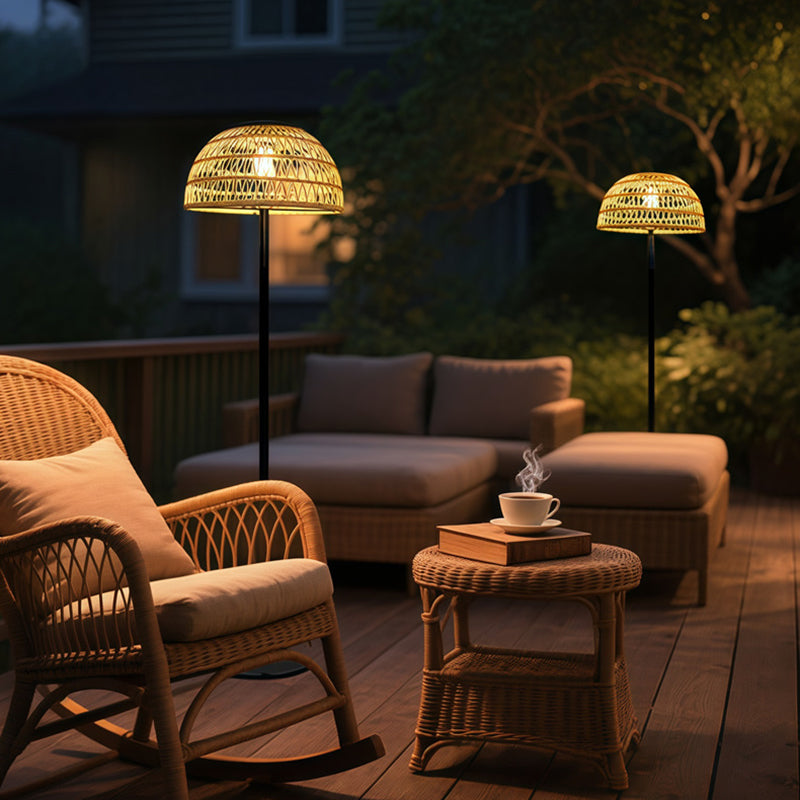 Mushroom Iron Rubber Rattan Outdoor Light