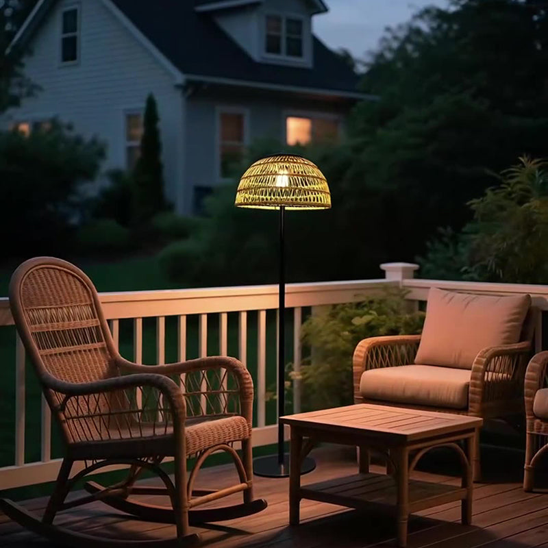 Mushroom Iron Rubber Rattan Outdoor Light