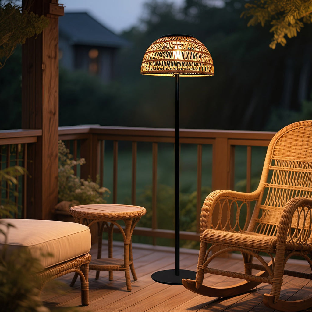 Mushroom Iron Rubber Rattan Outdoor Light
