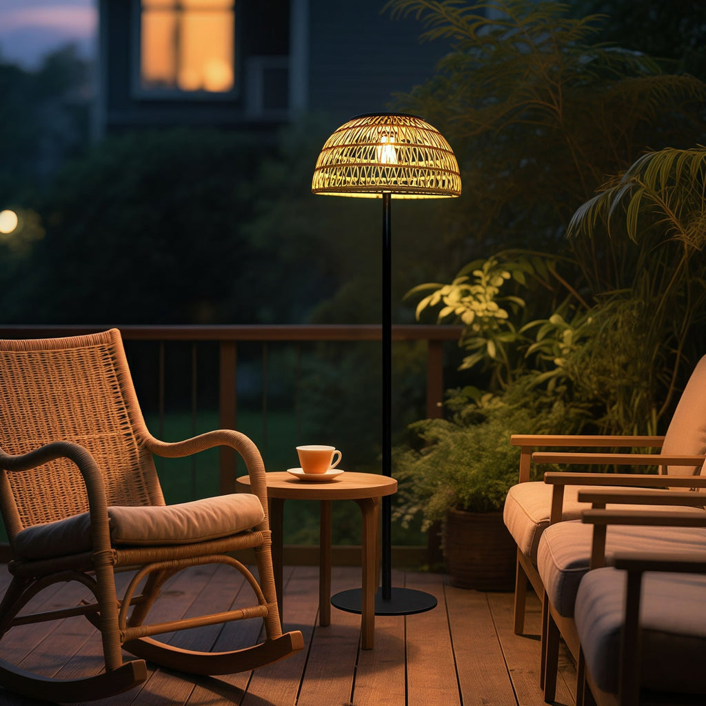Mushroom Iron Rubber Rattan Outdoor Light