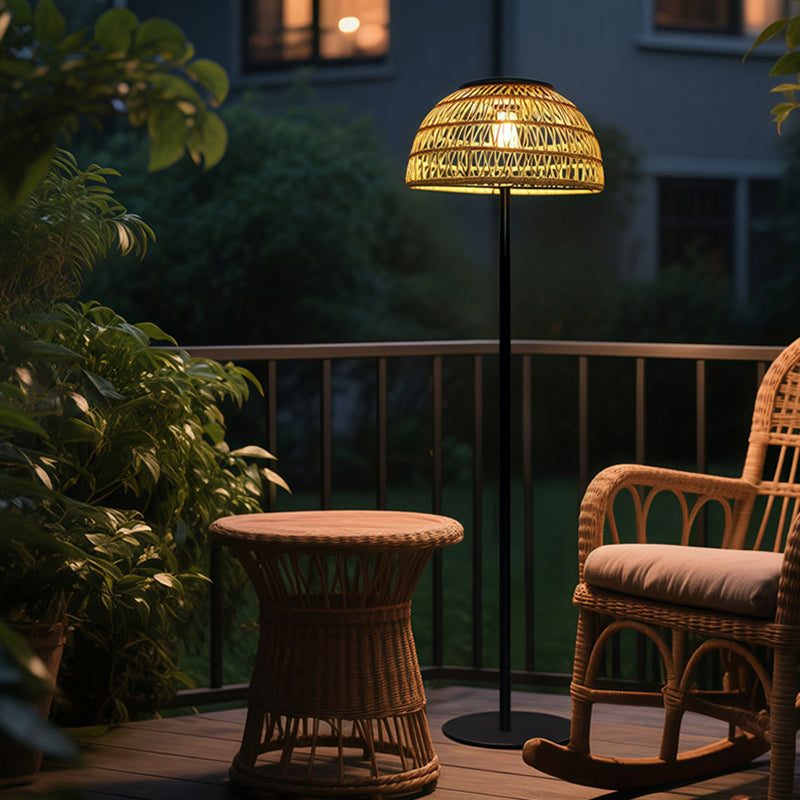 Mushroom Iron Rubber Rattan Outdoor Light