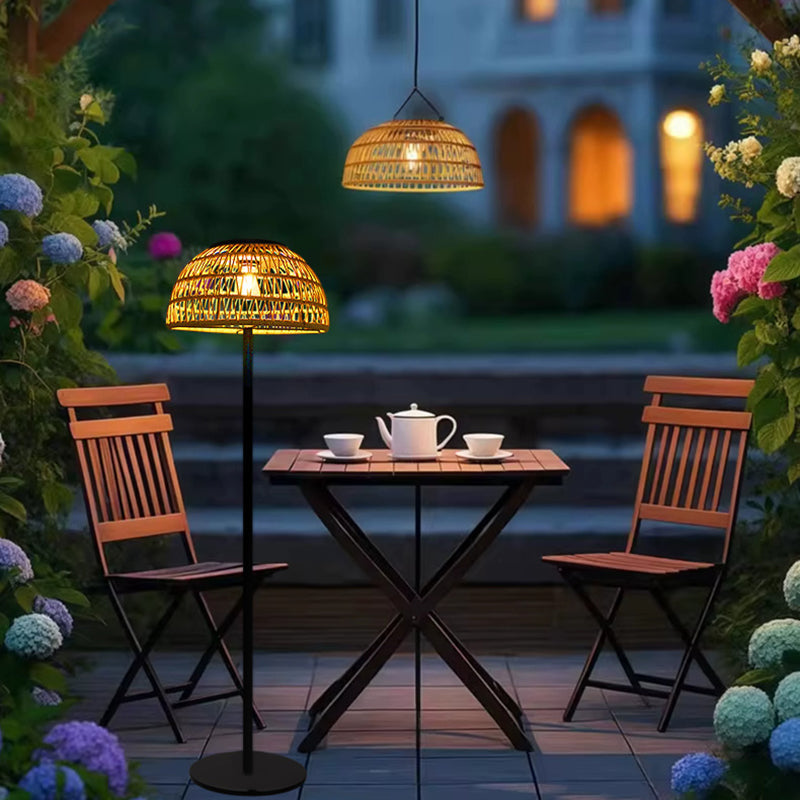 Mushroom Iron Rubber Rattan Outdoor Light