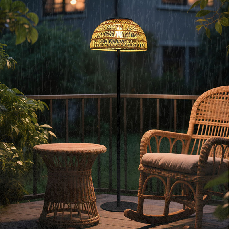 Mushroom Iron Rubber Rattan Outdoor Light