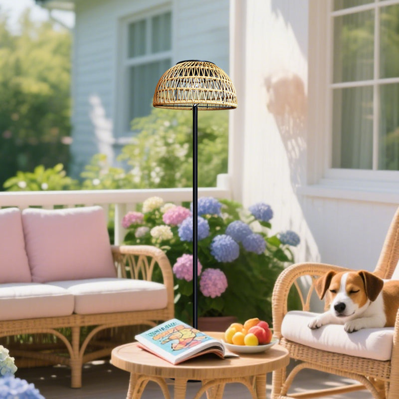 Mushroom Iron Rubber Rattan Outdoor Light