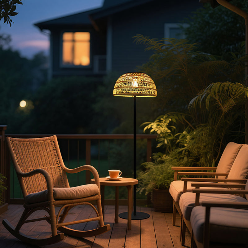 Mushroom Iron Rubber Rattan Outdoor Light