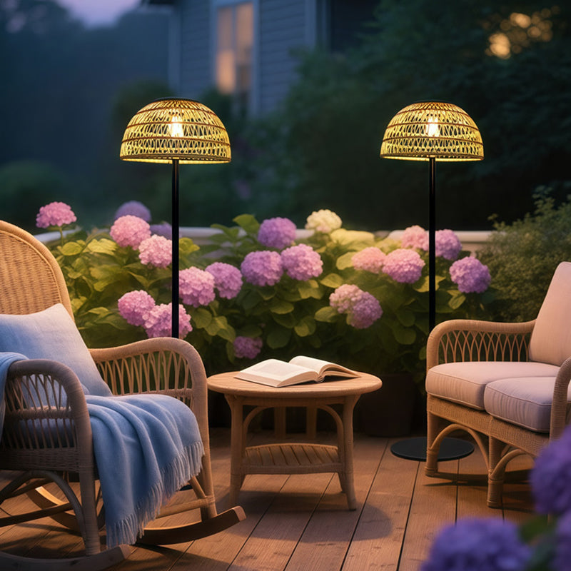 Mushroom Iron Rubber Rattan Outdoor Light